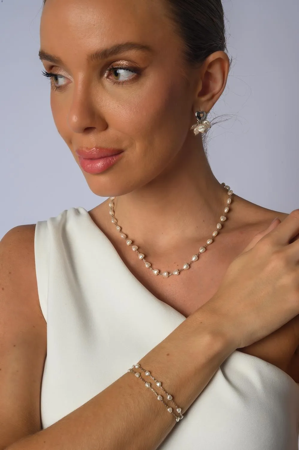 Pulseira Coração de Perólas Shell